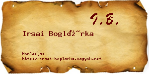 Irsai Boglárka névjegykártya